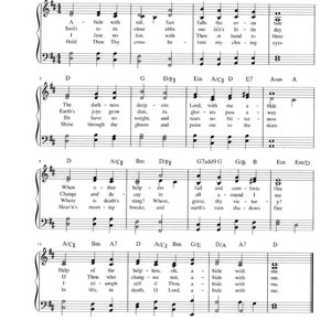 Abide With Me - Digital Hymn Tune, piano en tekst - Key of D