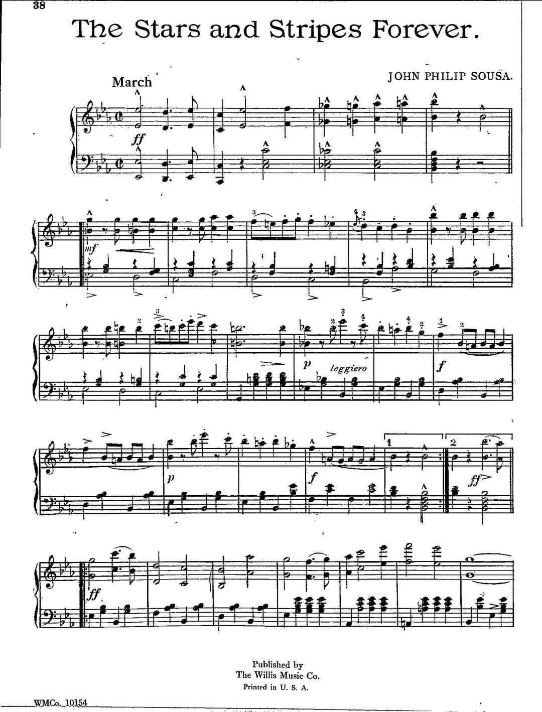 The Stars and Stripes Forever - Digital Patriotic Sheet Music for Piano ...