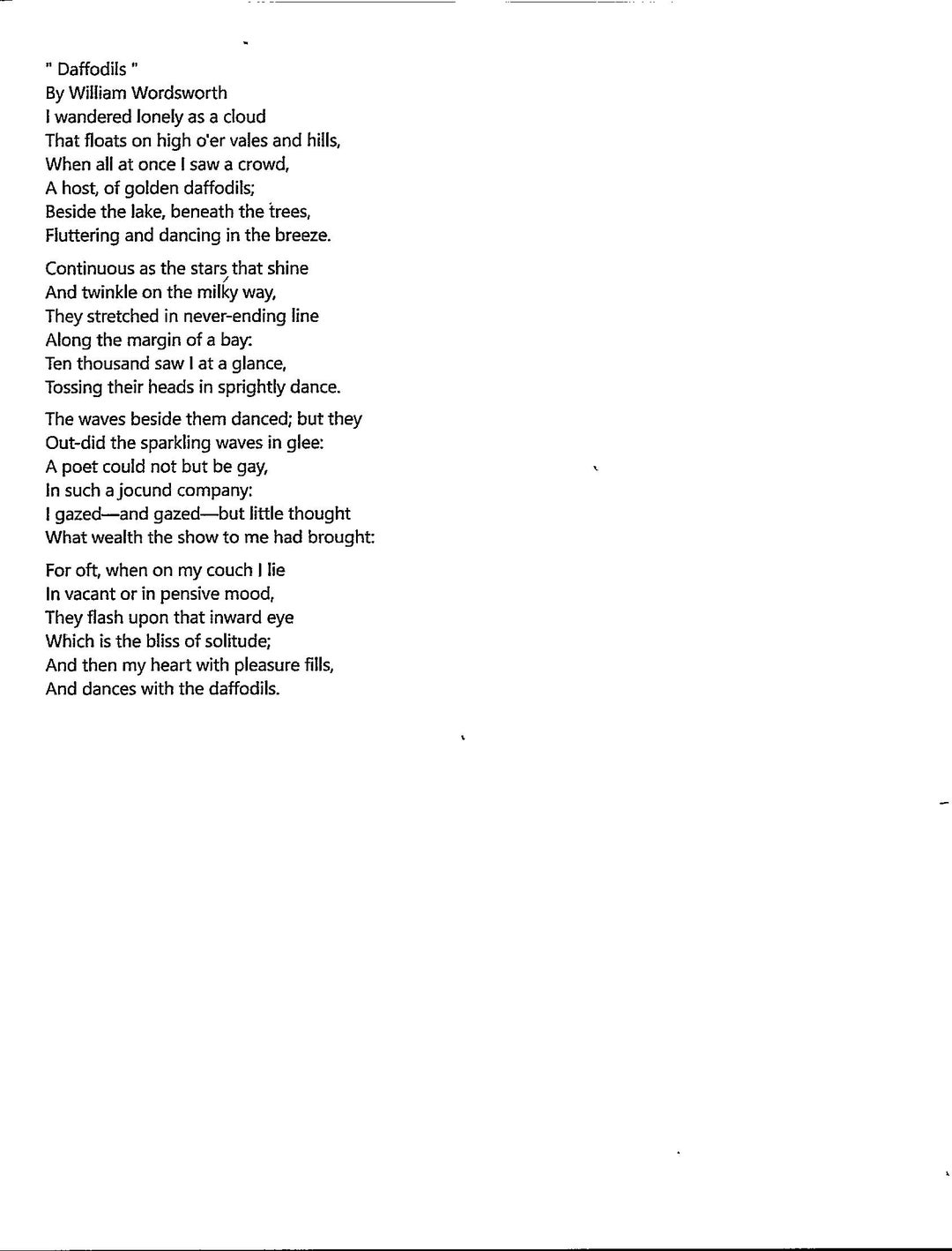 Daffodils by William Wordsworth Digital Poem Etsy