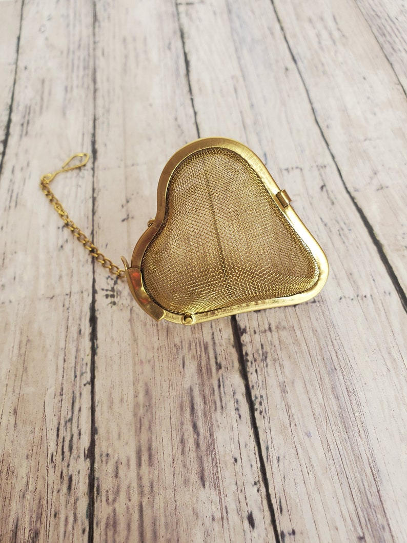 Gold Heart Tea Strainer, Heart Shaped Tea Infuser, tea strainer, heart gift, cute tea infuser, loose tea infuse, Gold Tea Infuse, Valentine image 3