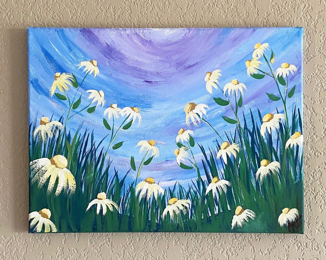 Field of Daisies Acrylic Painting - Etsy