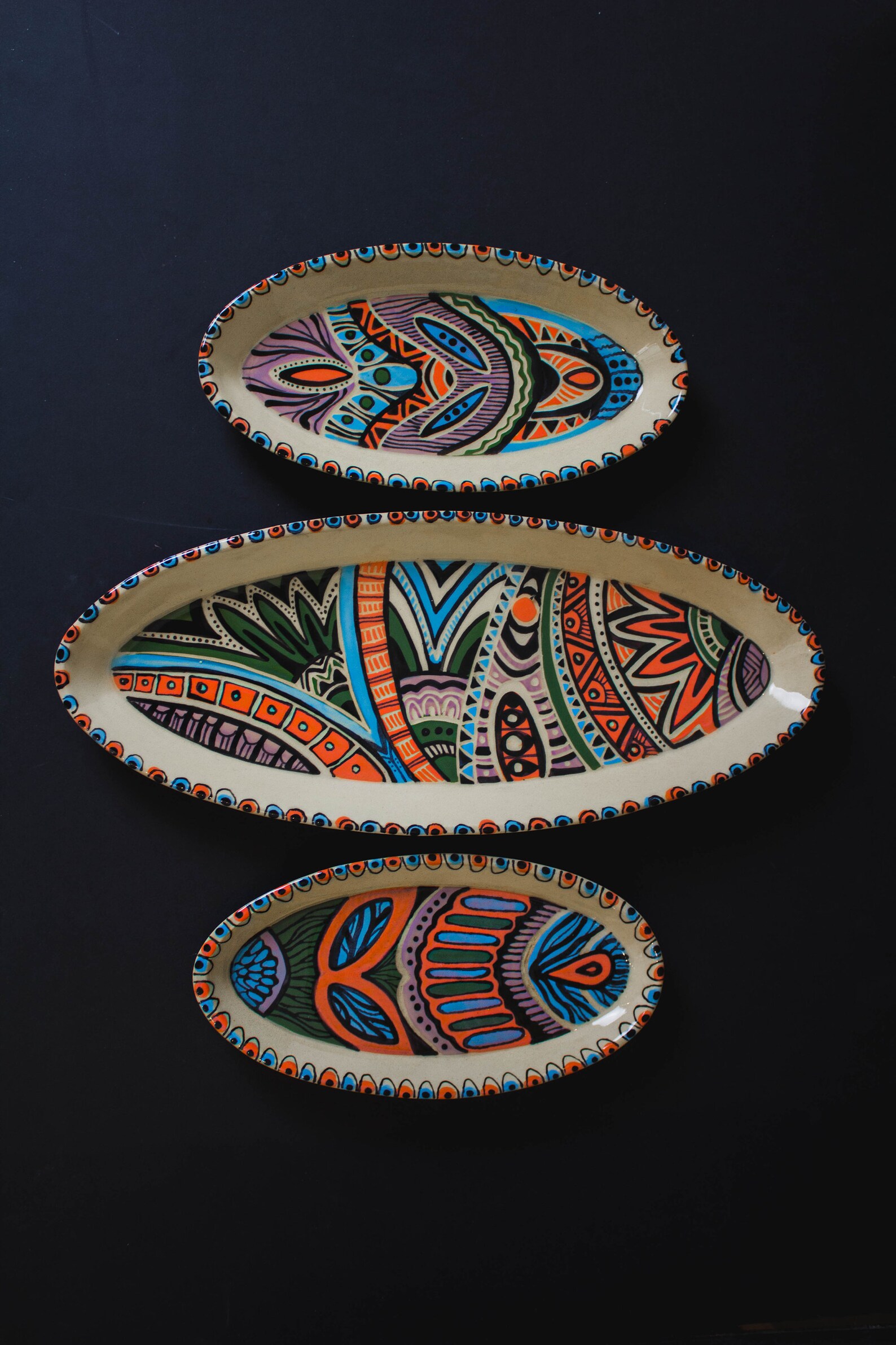 Ceramic serving platter Decorative plate with pattern Large Etsy