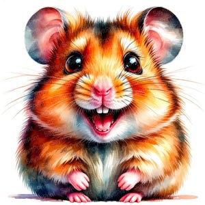 Hamster Clipart Bundle | Cute & Funny Hamster PNG | Watercolour Quirky Hamster Faces | Digital Download with Transparent Background