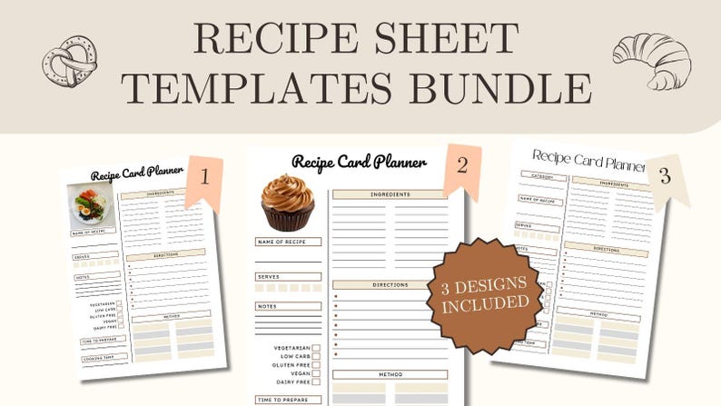 Editable Recipe Book Template and Cards | Printable Food Planner ...