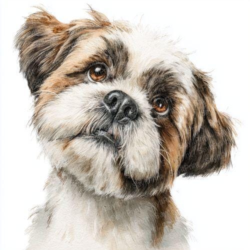 Watercolor Shih Tzu Clipart: Funny Dog PNG Images (digital Download) - Etsy