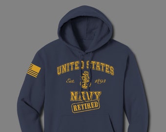 Navy Blue RETIRED NAVY Chief, Senior Chief and Master Chief Anchor Up Hoodies