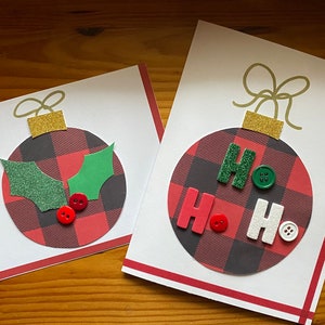 Handmade Ornament Christmas cards, Christmas cards, Button themed Christmas cards