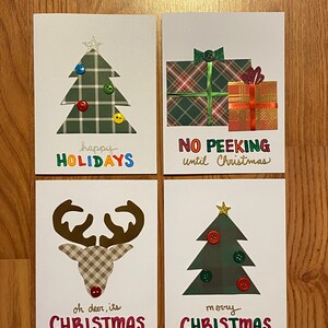 Handmade Christmas cards, blank cards, button themed cards