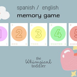 BILINGUAL Numbers Matching Game, Homeschool Game, Toddler Game, Toddler Activity, Spanish Game, Kids Activity, Preschool Language