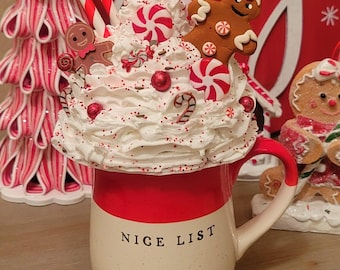 Christmas Mug Topper: Gingerbread & Santa - Holiday Decor