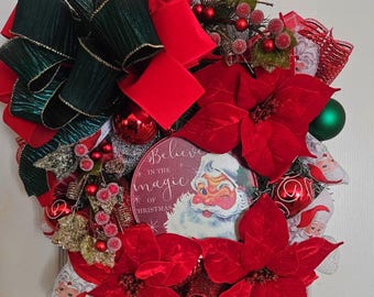 Vintage Santa Christmas Wreath
