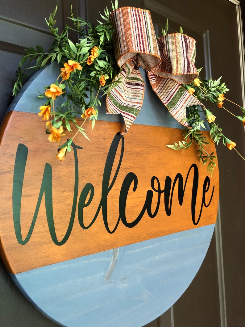 Round Wood Door Hanger Wedding Gift New Home Owner Etsy