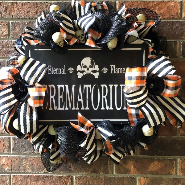 Halloween Wreath, Crematorium, skulls