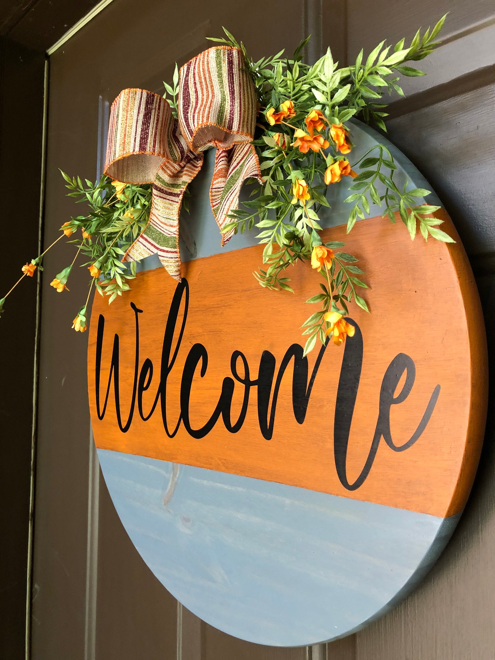 Round Wood Door Hanger Wedding Gift New Home Owner Etsy