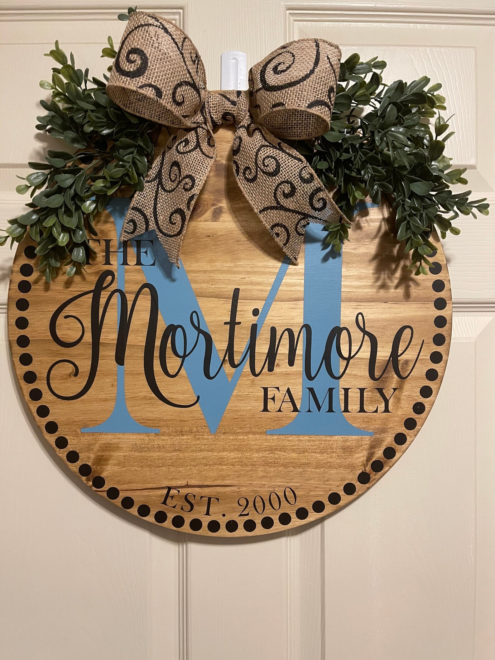 Personalized Family Round Wood Door Hanger Personalized - Etsy