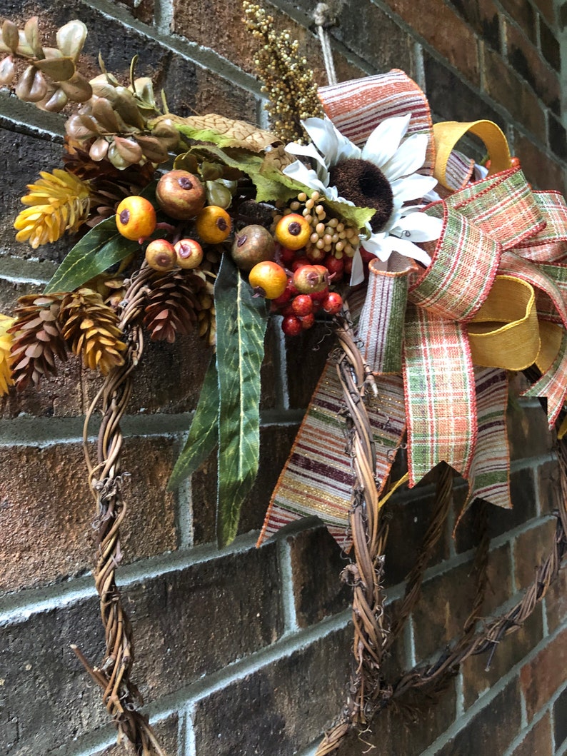 Grapevine Pumpkin Door Hanger Fall Grapevine Wreath,