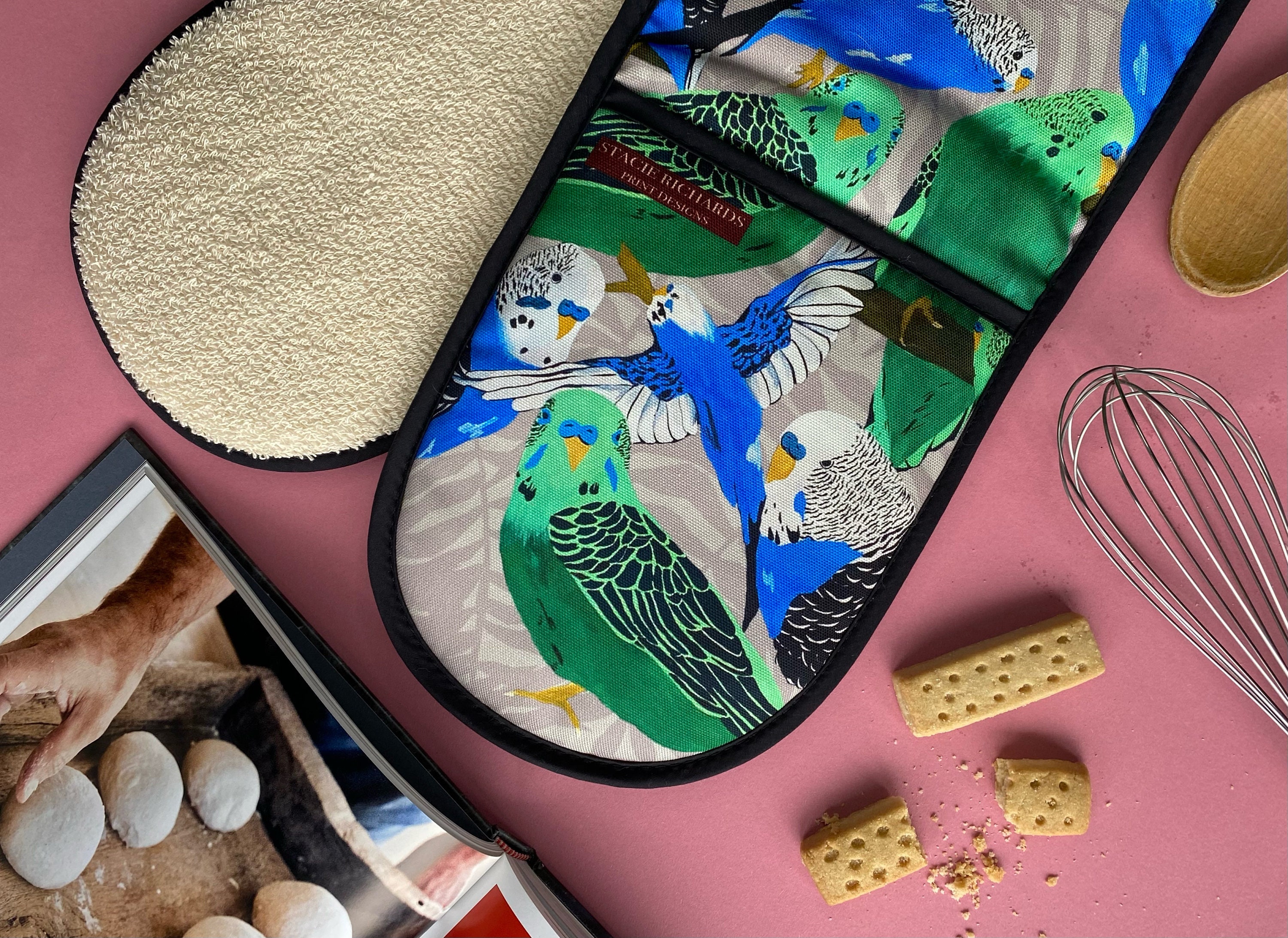 Budgie Tea Towel and Oven Glove Set Etsy UK