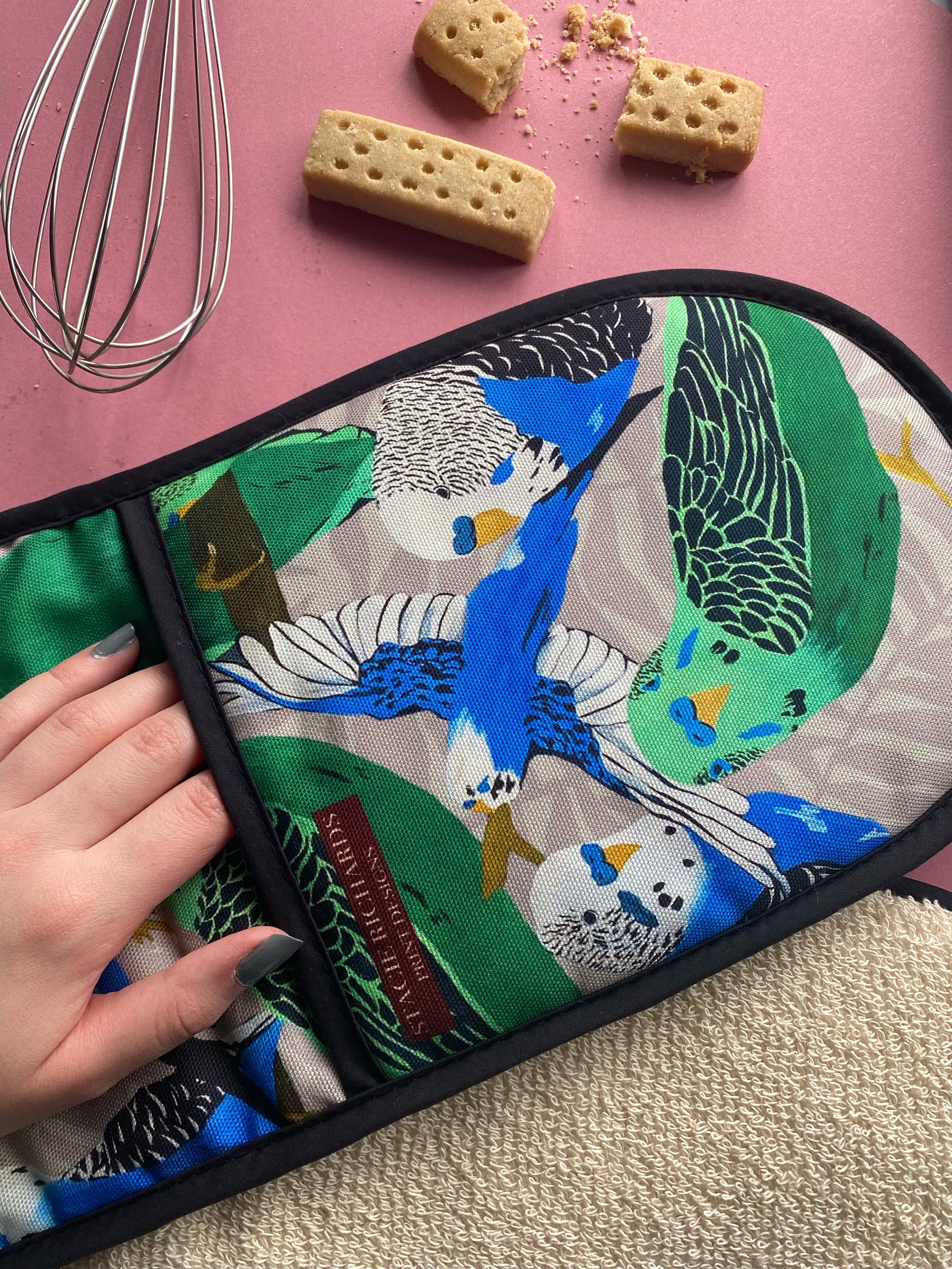 Budgie Tea Towel and Oven Glove Set Etsy UK