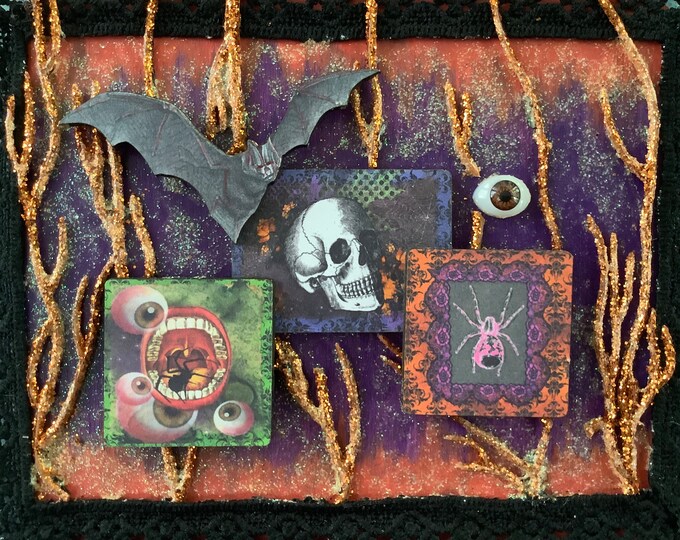 Kitschy, Creepy, Horror, Miniature Wall Art, Glow in the Dark Halloween