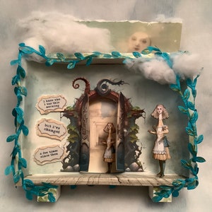 DON'T FORGET. Mixed Media 3D Art Shadow Box DIORAMA Recycled Stuff  Repurposed Cigar Box Junk Things Assemblage 