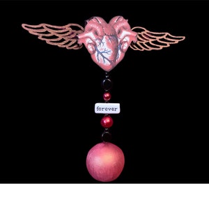 Valentine Anatomical Heart, winged figure, lovers gift.