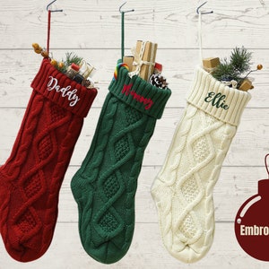 Holiday Embroidered Stocking | Monogramed Stocking | Knitted Stocking | Custom Stocking | Fireplace Decoration | Christmas Stocking