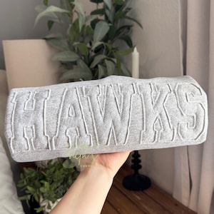 monochromatic applique sweatshirt, school mascot embroidered crewneck, tone on tone, any word applique crewneck sweatshirt, cozy