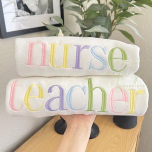 custom pastel color career embroidered crewneck sweatshirt, nurse sweatshirt, teacher sweatshirt, graduation gift, custom text crewneck