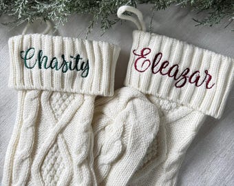 Holiday Embroidered Stocking | Monogramed Stocking | Knitted Stocking | Custom Stocking | Fireplace Decoration | Christmas Stocking