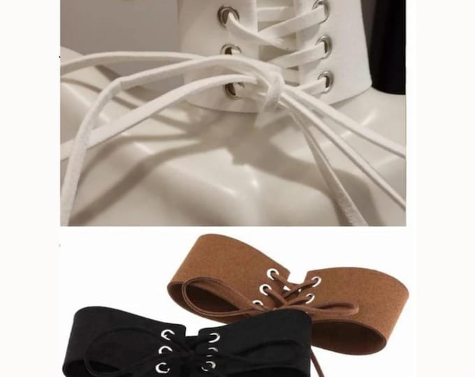 Vegan leather corset choker. White, pink, gray, brown, beige.