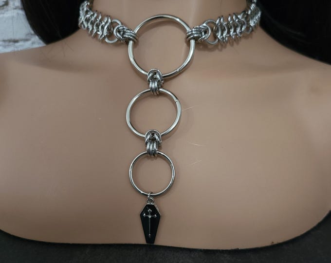 Featured listing image: Stainless steel chainmail choker. Chainmail choker. Stainless steel. Goth, punk, grunge, cyber goth. Alt.