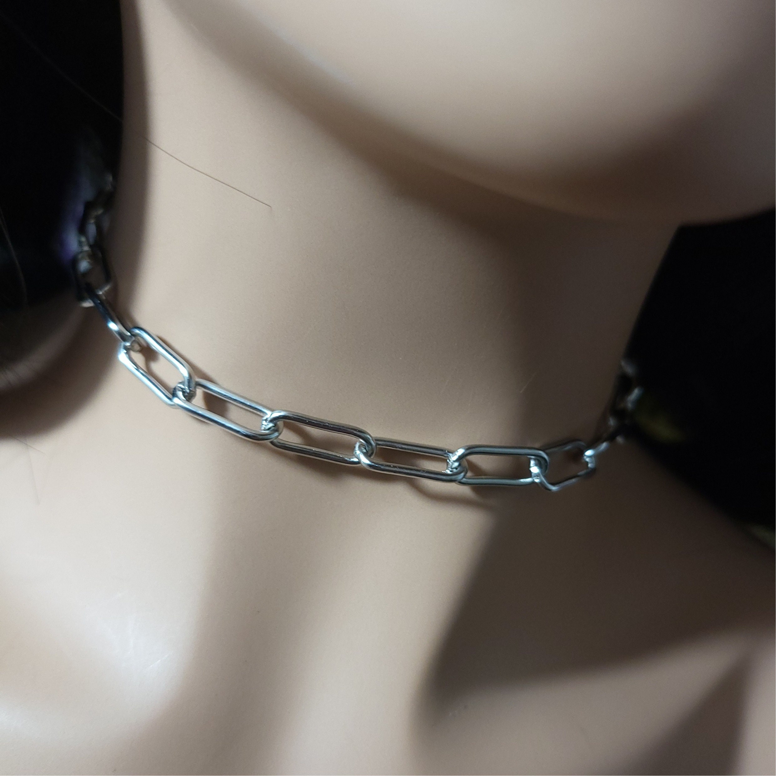 Choker of silver stainless steel chains. Alt fashion.