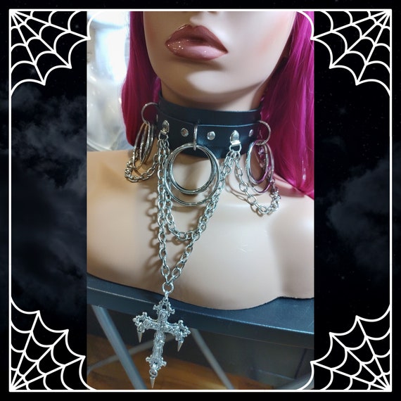 Choker Gothoc / Punk / BDSM / Cyber Goth in Black Vegan Etsy