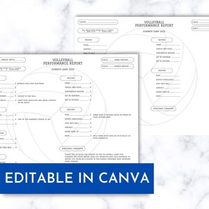 Volleyball Player Performance Report - PDF Print or Editable Canva ...