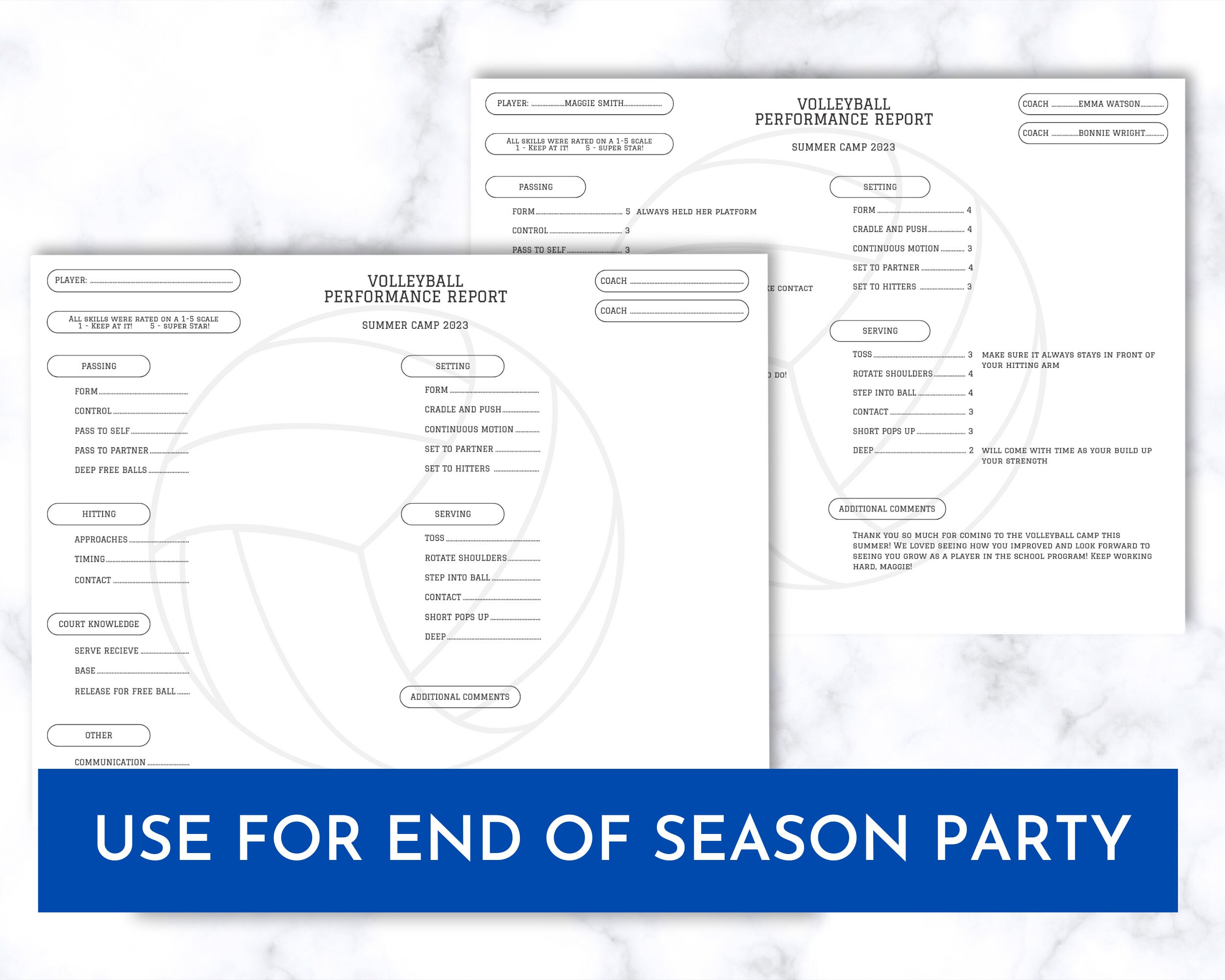 Volleyball Player Performance Report - PDF Print or Editable Canva ...