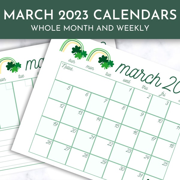 March Editable Calendar Etsy