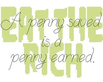 MANGER LES RICHES - Motif de point de croix phosphorescent