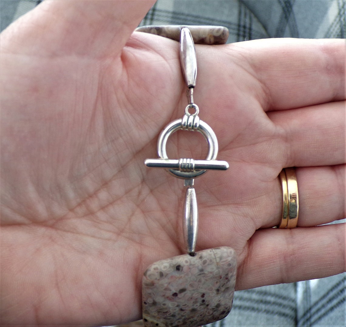 Vintage 1990s Tatela Fossil Jasper Necklace & Bracelet Set Etsy