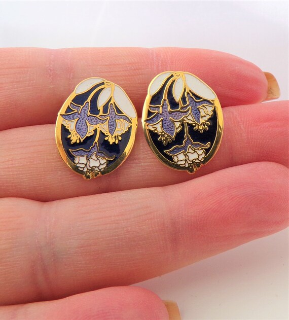 Vintage 1980s Earring Cloisonné Earrings Enamel S… - image 3