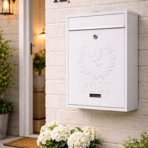 Modern Black Locking Wall Mount Mailbox – Secure Metal Post Box