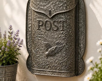 Gray Vintage Farmhouse Mailbox: Rustic Wall Mounted Post Box