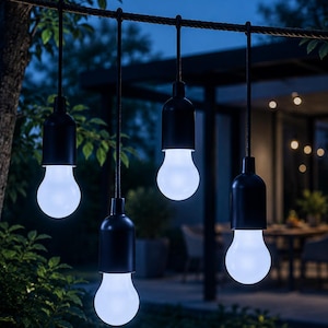 Cordless LED Pull Rope Lights - Battery Operated - Set of 4