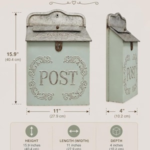 Rustic Farmhouse Galvanized Metal Mailbox: Vintage-Style Wall Decor image 3
