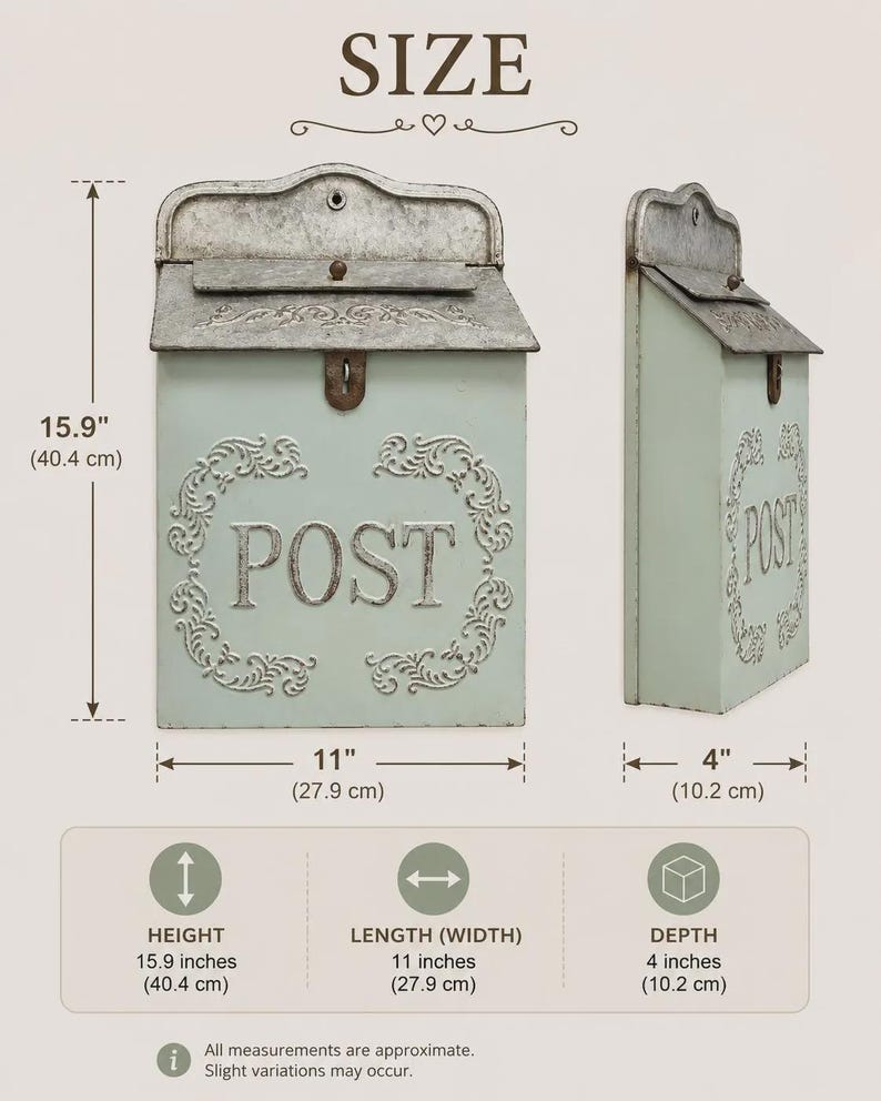 Rustic Farmhouse Galvanized Metal Mailbox: Vintage-Style Wall Decor image 3