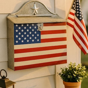 Vintage American Flag Mailbox: Rustic Farmhouse Patriotic Decor