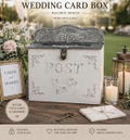 Vintage Style Metal Wedding Card Box with Lock & Key | Antique Look Mailbox Keepsake