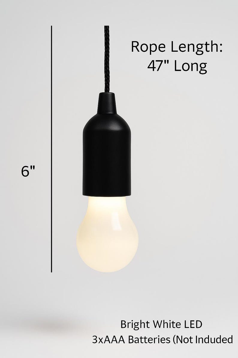 Cordless LED Pull Rope Lights - Battery Operated - Set of 4 - Etsy