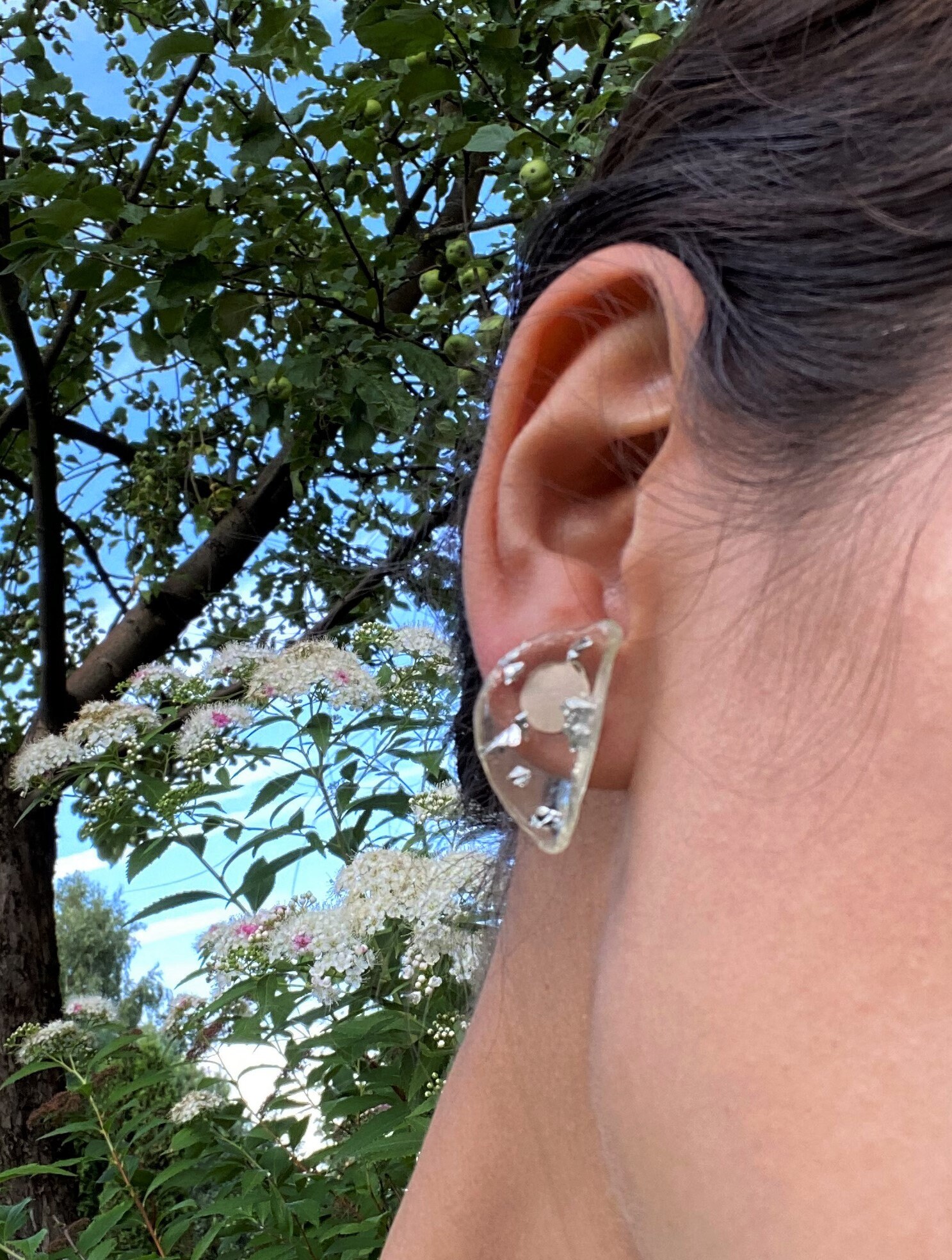 Clear resin stud earrings Quirky everyday earrings Y2K Etsy