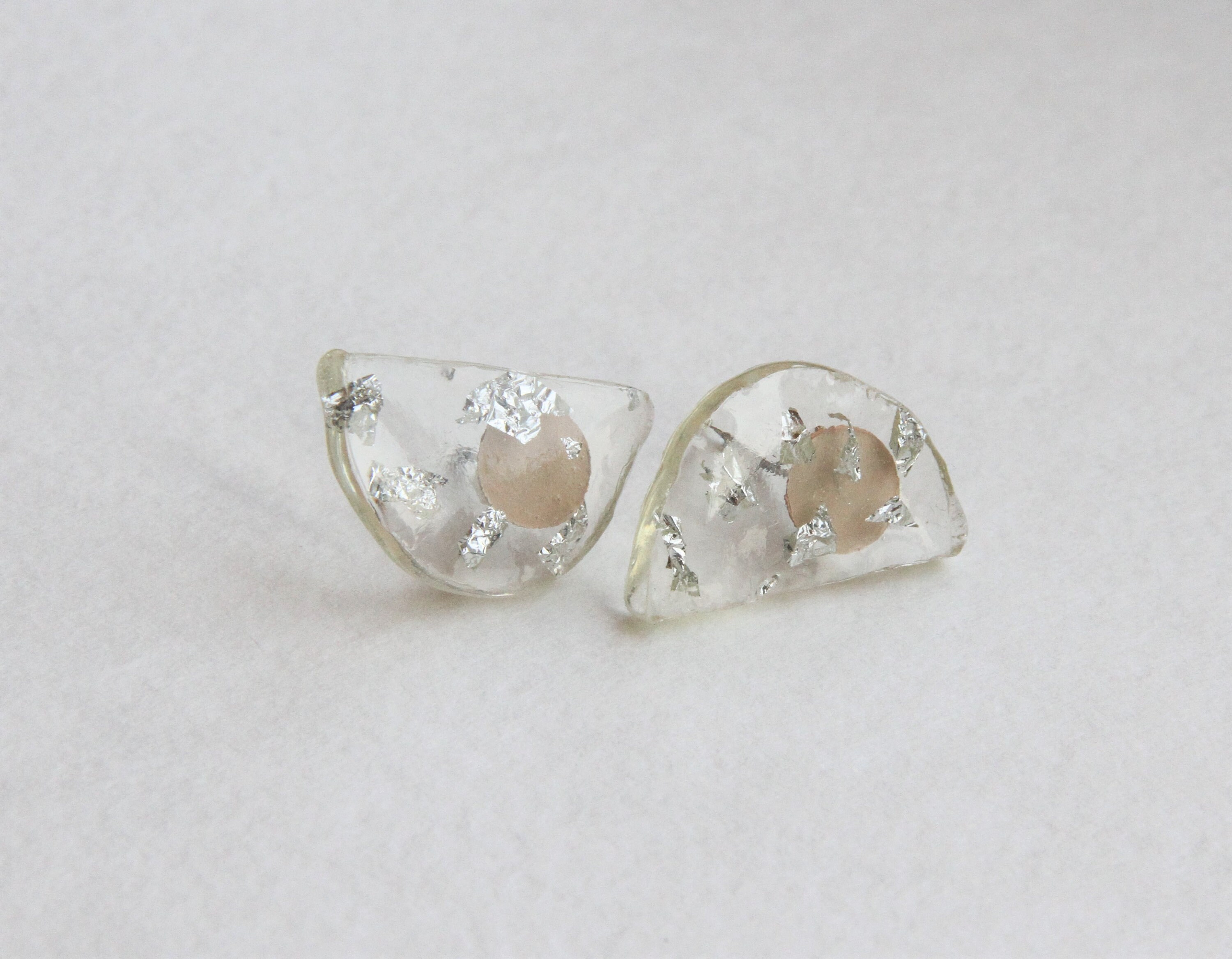 Clear resin stud earrings Quirky everyday earrings Y2K Etsy