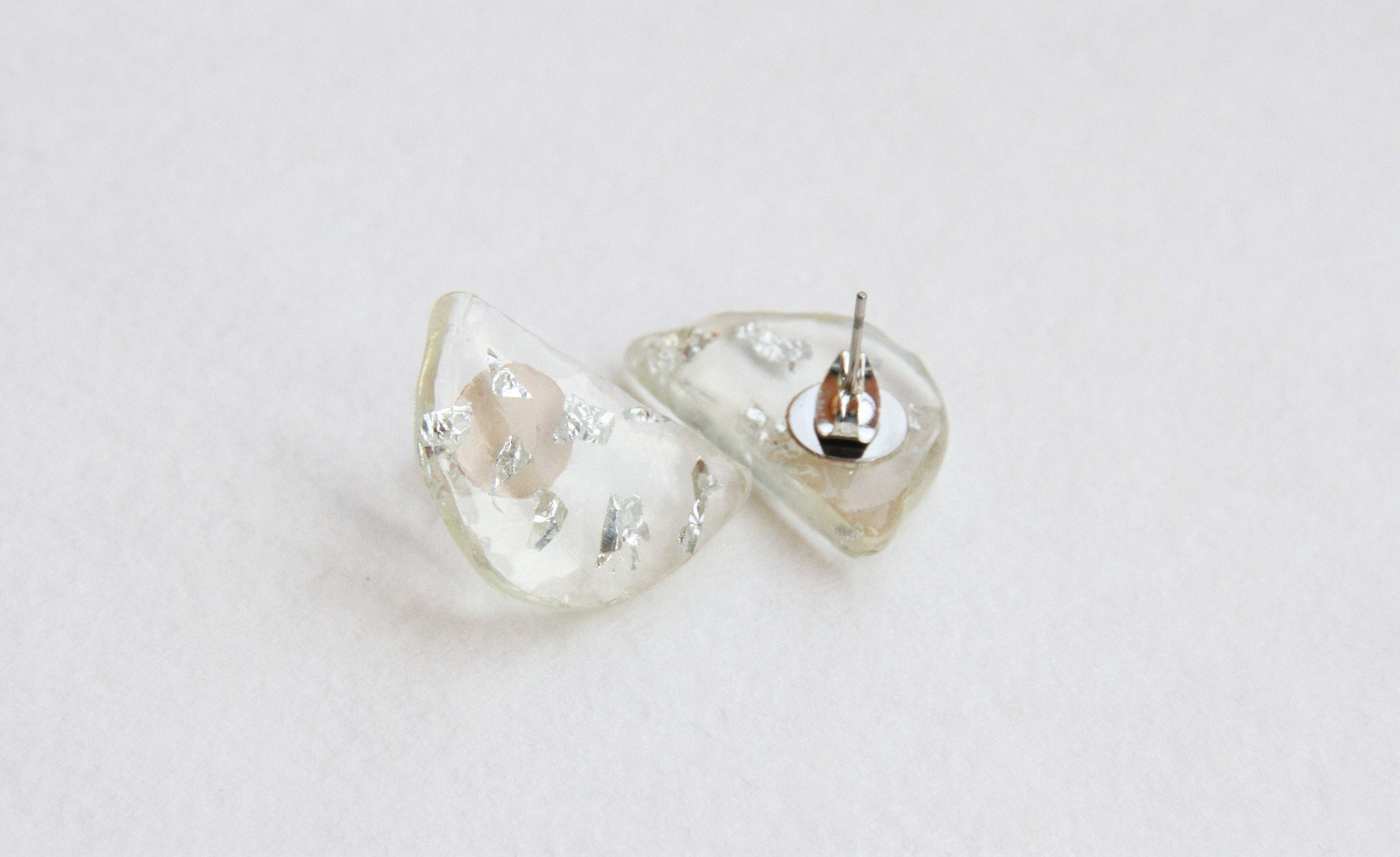 Clear resin stud earrings Quirky everyday earrings Y2K Etsy